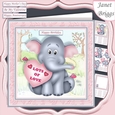 ELEPHANT & HEART 7.5 Decoupage & Insert Mini Kit All Occasions