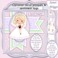 1ST HOLY COMMUNION or CONFIRMATION Blonde Girl & Verse 7.5 Decoupage & Insert Mini Kit