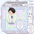 1ST HOLY COMMUNION or CONFIRMATION Boy Black Hair & Verse 7.5 Decoupage & Insert Mini Kit