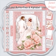 WEDDING DAY BRIDE & GROOM Coral Grey 7.5 Decoupage & Insert Kit