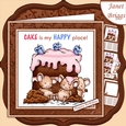 CAKE MAKES HAPPY MICE 7.5 Decoupage & Insert Mini Kit