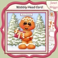CHRISTMAS GINGERBREAD MAN WOBBLY HEAD CARD 7.5 Decoupage & Insert Mini Kit
