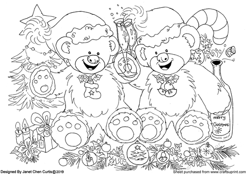 Happy bears have fun in Christmas
