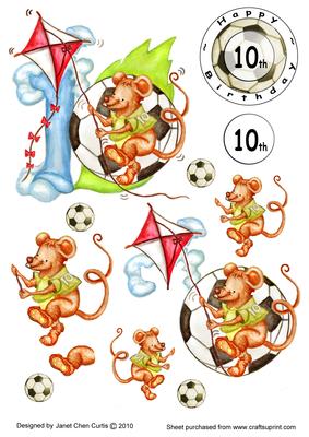 10th Birthday Card ~ a Sportive Mouse ~