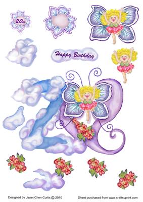 20th Birthday Card ~butterfly Fairy~