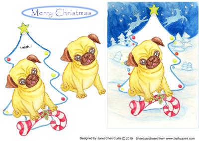 Xmas Percy Pug-3 Waiting for the Christmas Presents