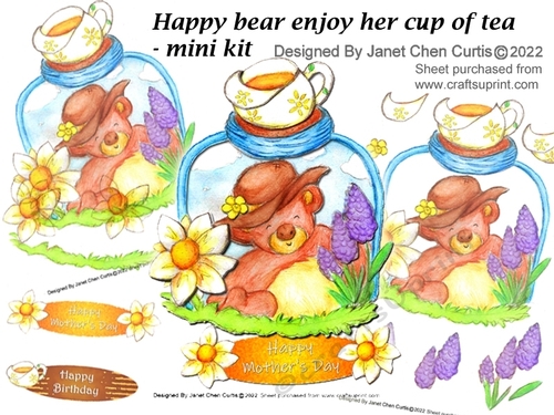 happy bear enjoy her cup of tea-mini kit