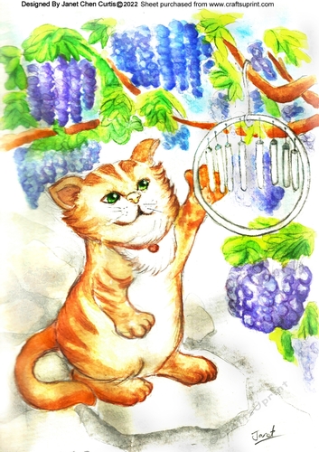 a cute cat have fun in a cottage garden