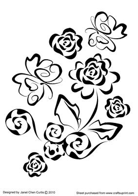 Butterflies and Roses - Digital Stamping