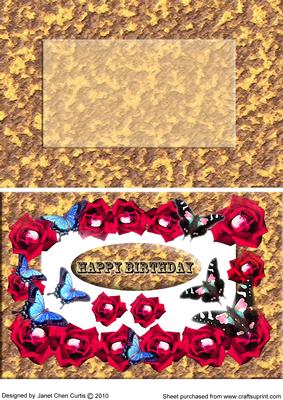 Roses and Butterflies Around a Gold Frame