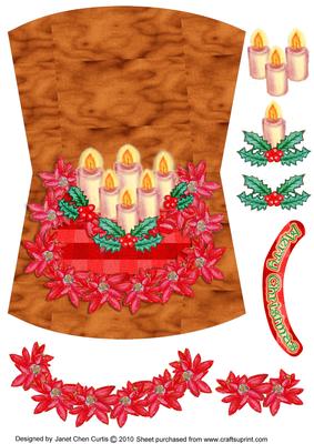 Christmas Flowers and Candles - Wobble & Over the Edge Card