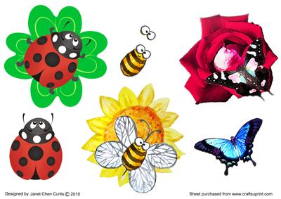 Flowers and Friends -topper & Bookmark