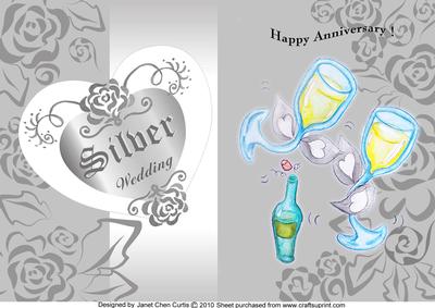 Silver Wedding Anniversary-folded Back Card