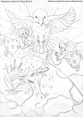 Peaceful Dove and Angels-digital Stamping