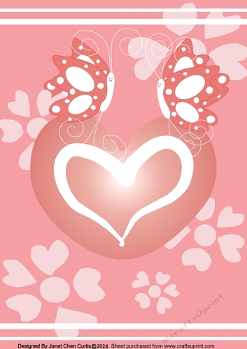 pink butterflies and heart