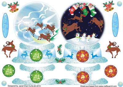 Reindeers' Merry Christmas Journal- Snow Globe Shaped Card