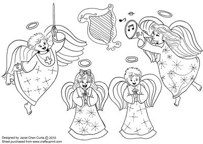 Angels Christmas Carol Digital Stamping