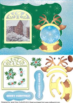 Snowy Christmas with a Reindeer Snowglobe