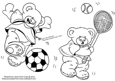 Happy Bear in Sports-digital Stamps