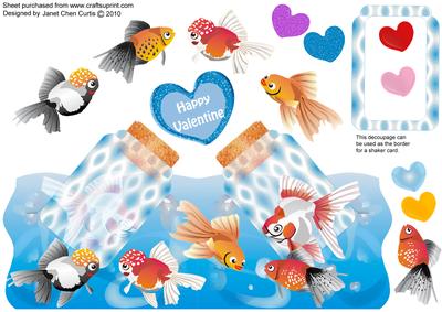 A Love Message is Swimming to You-shaped and Shaker Card