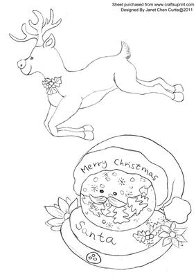 Santa Globe & Reindeer-digital Stamps