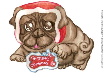 A Handsome Pug with a Santa Hat-a4