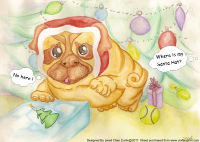 A Sweet Pug with a Santa Hat-a4
