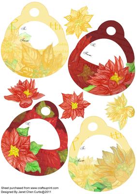 Christmas Poinsettias Tags & Bookmarks