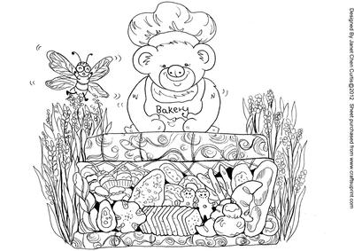 Happy Bear in Bakery-digital Stamps