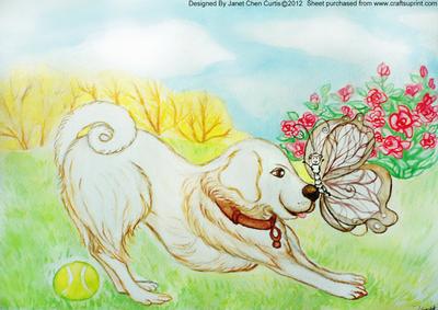 Golden Retriever and Butterfly-a4