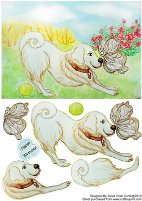 Golden Retriever and Butterfly-quick Card