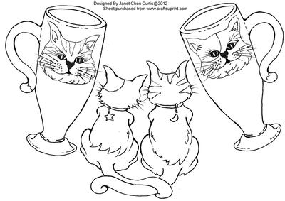 Cats and Cuppa-digital Stamps