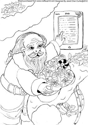 Santa is Doing Xmas Checking-digi Stamps