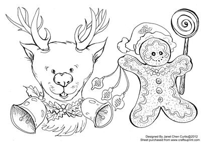 Reindeer & Gingerbreadman-digi Stamps