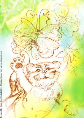 A Cat and a Butterfly Have Fun Together-a4