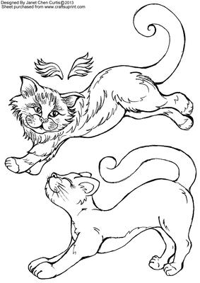 Cool Cats Doing Fitness Exercises-digi Stamps