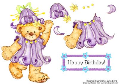 Happy Bear in Purple