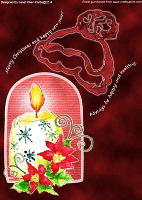 Christmas Candle with Poinsettia