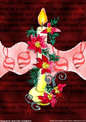 Christmas Candle and Poinsettias