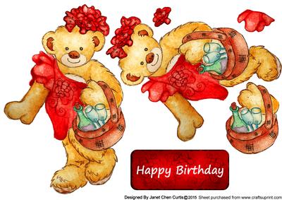 Happy Bear in Red Rosy Dress