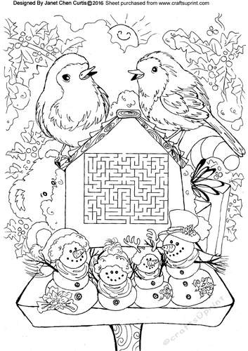 Robin bird and snowmens Christmas maze