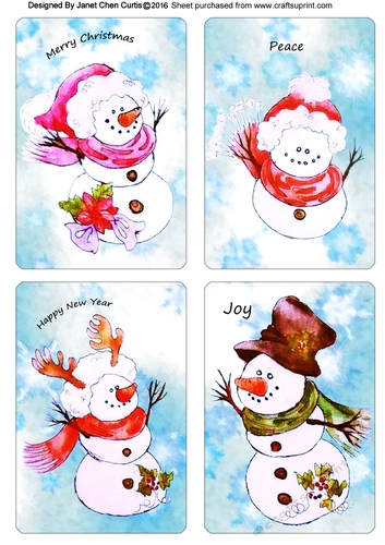snowmen family bookmark