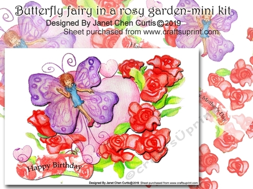 butterfly fairy in a rosy garden-mini kit