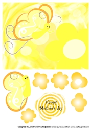 butterfly and pale yellow flowers