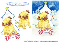 Xmas Percy Pug-3 Waiting for the Christmas Presents