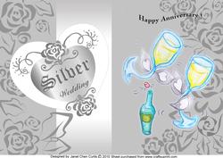 Silver Wedding Anniversary-folded Back Card