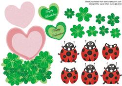 Ladybugs Happy Valentine-toppers & Decoupages