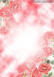 Spring Red Floral Theme Backing Paper