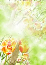 Spring Flowers-orange Tulips Backing Paper