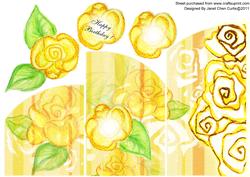 Cheerful Yellow Roses Cascade Card